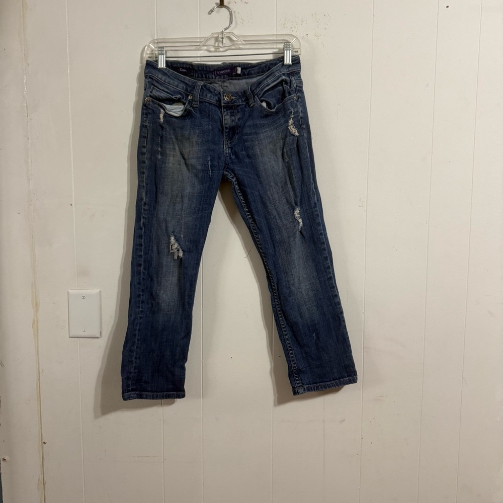 Vigoss Dark Blue Distressed Cropped Jeans‎